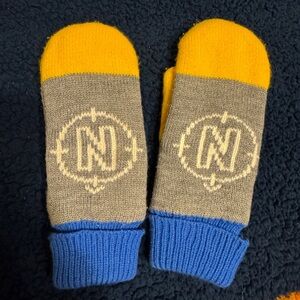 Askov Finlayson Yellow and Blue Knit Mittens- fantastic collection and condition